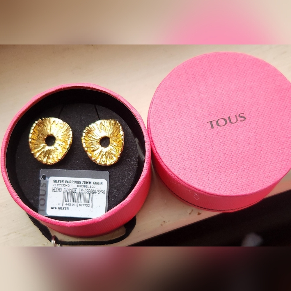 NEW IN BOX!! SOLD OUT EVERYWHERE!! STUNNING TOUS VERMEIL GOLD WICKER EARRINGS!!